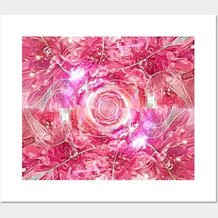 Mirrored rose red abstract Posters and Art